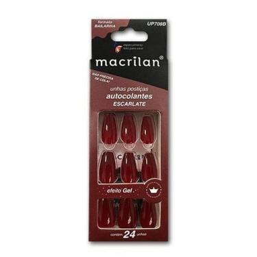 Imagem de Unhas Posticas Macrilan 24 Pc, ESCARLATE UP708B COLANTE