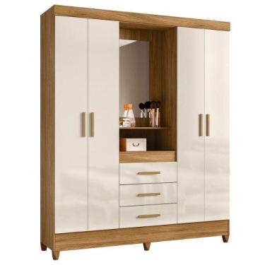 Imagem de Guarda Roupa Casal Capela 4P 165 cm Capri Moval, Freijo Off White