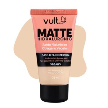 Imagem de Base Líquida Alta Cobertura Cor V100 Matte Hidraluronic Colágeno Vegan