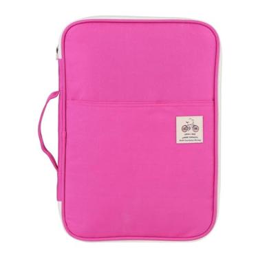 Imagem de Pastas A4 suprimentos lápis caso sacos de armazenamento saco documentos arquivo pasta portfólio organizador computador notebook com zíper escola escritório(Pink)