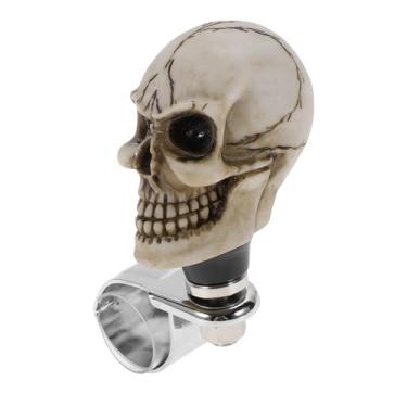 Imagem de INFINAUTO Maçaneta de volante de carro de 30,5 mm pequena caveira veículo bola rotadora para caminhonetes SUV, semi-reboques, vans, barcos, bege, 1 peça