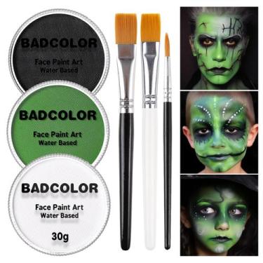 Imagem de Conjunto de pintura facial e corporal BADCOLOR branco preto verde com 