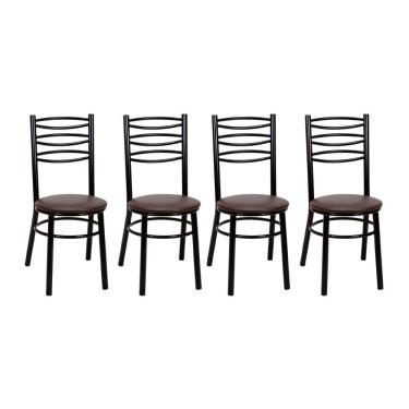 Imagem de Kit 4 Cadeiras Cp33 Pintadas Pretas Treparoni Preto Com Marrom