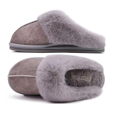 Imagem de KuaiLu Pantufas femininas fofas de espuma de memória dupla para mulheres com suporte de arco confortável e sola rígida antiderrapante para uso interno e externo, Cinza, 6