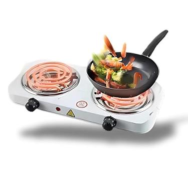 Imagem de Fogão Elétrico 2 Bocas Portátil 2000W – Compacto, Seguro e Prático para Camping, Viagens e Uso Doméstico – Branco