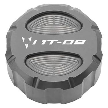 Imagem de Acessórios CNC para motocicleta, tampa do reservatório de fluido de freio dianteiro traseiro compatível com Y&AMAHA MT09 MT-09 FZ09 2015-2019 2020 (capa traseira cinza)