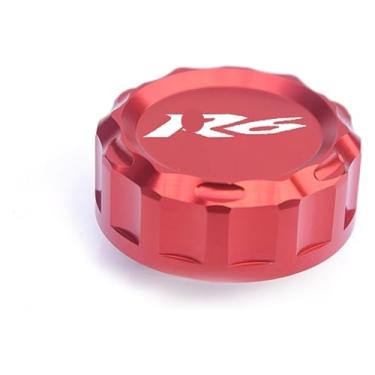 Imagem de BYYINGSUS Acessórios de motocicleta Peças universais personalidade tampa de copo de óleo de freio traseiro tampa decorativa do tanque compatível com Y&AMAHA YZF R1 R3 R6 (vermelho R6)