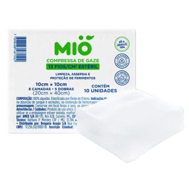 Imagem de Compressas de Gaze Mió 13 Fios Estéril 10cm X 10cm com 10 Unidades