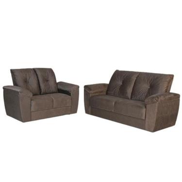 Imagem de Conjunto de Sofá 2 e 3 Lugares Rincão Fiesta Suede Marrom, 174 cm