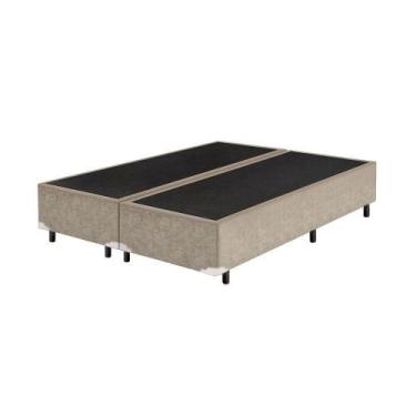 Imagem de Base Box Queen Bipartido Suede Bege 38x158x198 - SP Móveis