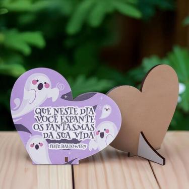 Imagem de Kit 50 Lembrancinhas Dia das Bruxas MDF Formato Coração - R9 Decor, Mo