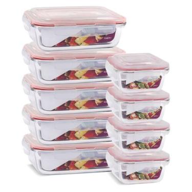 Imagem de 9 Potes Herméticos Marmita Vidro Vários Tamanhos 1040ml e 320ml - U4ho