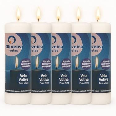 Imagem de Vela7 Dias Branca 250g de Parafina Pura - Pacote com 5 Unidades (Tradicional, branco)