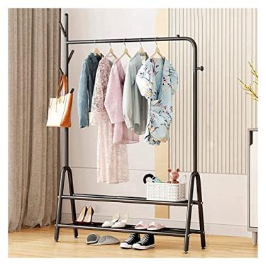 Imagem de Cabideiro de metal portátil com prateleira de camada dupla para sapatos de estoclote, adequado para quarto, sala de estar/preto/80 cm (preto 100 cm)