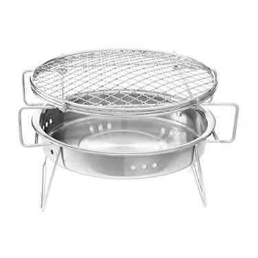 Imagem de PCharcoal Grill de aço inoxidável PCharcoal Grill churrasco fogão de cozinha redondo para piquenique ao ar livre cozinhar churrasco grelha para exterior (uma cor 22 x 14 cm)