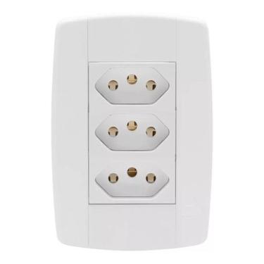 Imagem de Conjunto 3 tomadas Monobloco 10A 250V Fácil e Rápida Instalação Ilumi