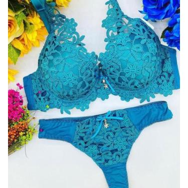 Imagem de Conjunto de Lingerie Premium importada - Carmem , Azul, GG