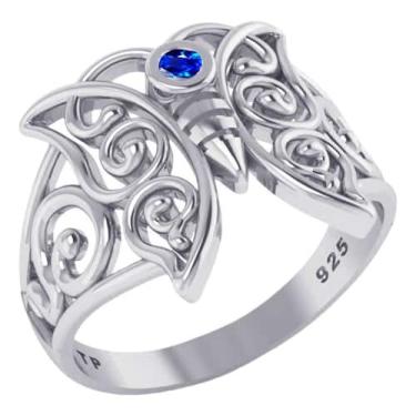 Imagem de Anel Borboleta Celta Pura Prata 925 Safira - Exclusivo - Tudo Prata, 1