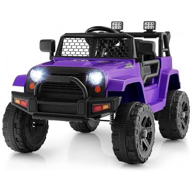 Imagem de Carro Elétrico Infantil a Bateria 12V com Luzes LED, Buzina. MP3 e Suspensão de Mola, HONEY JOY, Roxo