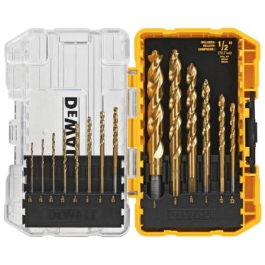 Imagem de Conjunto de Brocas em Titânio com Estojo, 14 Peças, DEWALT DW1354, Amarelo