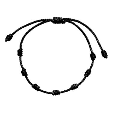 Imagem de Pulseira 7 Nós PRETA Kabbalah – Amuleto de Proteção Espiritual e Força Interior • Ajustável • Energia Positiva e Equilíbrio • Produção Artesanal