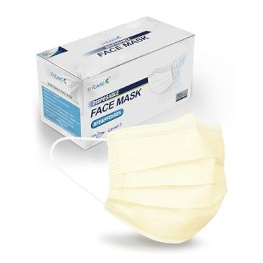 Imagem de Feita nos EUA, ASTM Nível 3 desempenho comprovado em Nelson Labs Studies, máscara facial descartável de 3 camadas ECOGUARD, pacote com 50 respiráveis (creme, adulto)