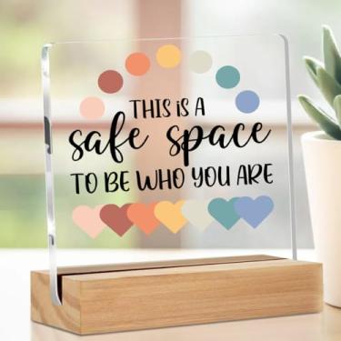 Imagem de Placa acrílica para decoração de sala de aula de escritório, placa decorativa de mesa transparente educativa com suporte, suprimentos de canto calmo, quarto psicólogo, escritório, decoração de casa