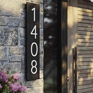 Imagem de Números de casa de acrílico autoadesivos de 10 cm - Números de caixa de correio brancos modernos para casa, apartamento, escritório, quarto de hotel - Fácil instalação (1)