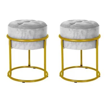 Imagem de Kit 2 Puff Redondo Base de Ferro Moderno Cinza