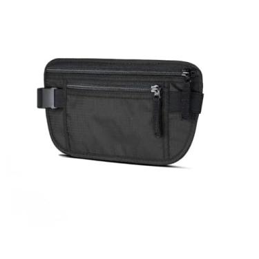 Imagem de Pochete Doleira Porta Dinheiro Preta com Cinto Elástico – Bolsa de Cintura Antifurto para Viagem, Corrida, Documentos e Celular