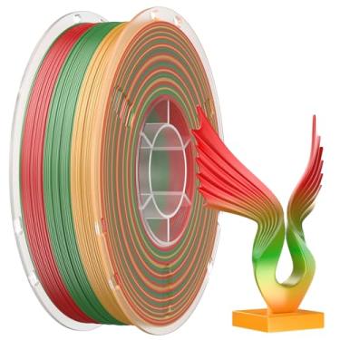 Imagem de Filamento TPU 95A, filamento de impressora 3D flexível de TPU macio, filamento multicolorido de 1,75 mm, carretel de 1 kg, serve para a maioria das impressoras FDM (amarelo + verde + vermelho)