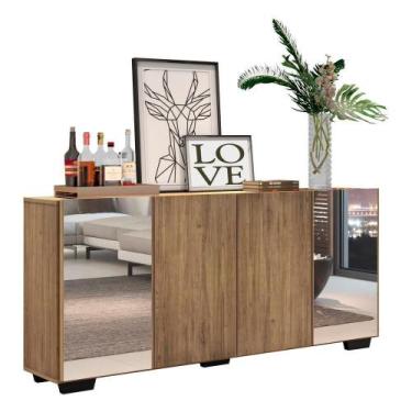 Imagem de Aparador Buffet com Espelho e Pés Quadrados Rustic/preto - MULTIMOVEIS