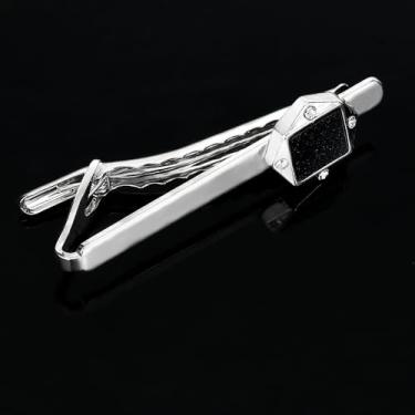 Imagem de Abotoaduras pretas com prendedor de gravata elegante acessório formal presente para homens