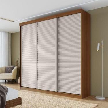 Imagem de Guarda-roupa Casal 3 Portas de Correr Ripadas Samambaia Cabecasa Madei