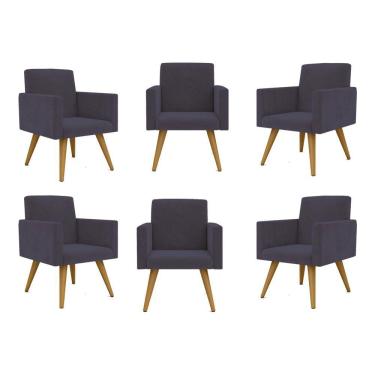 Imagem de Kit 06 Cadeiras Poltronas Decorativa - Escritório - Recepção Cor:cinza