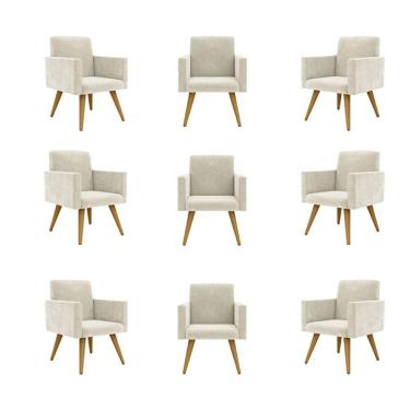 Imagem de Kit 09 Cadeiras Poltronas Decorativa - Escritório - Recepção Cor:bege