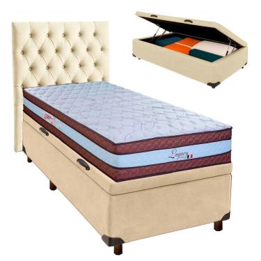 Imagem de Kit Cama Box Bau + Cabeceira + Colchão Solteiro Molas Ensacadas - Legaccy - Paropas