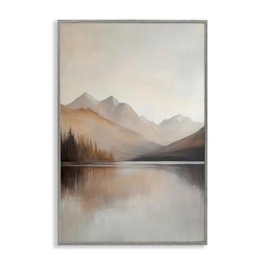Imagem de Stupell Industries Muted Lake Neutral Landscape White Framed Giclee Art, design by Petal Prints Design, 18 x 12