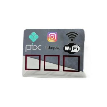 Imagem de Placa Pix Display Mesa Balcão PIX INSTAGRAM E WI-FI(Cristal c/Vermelho)