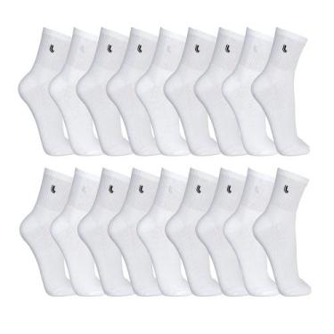 Imagem de Meia Masculina Kit Com 18 Lupo Cano Médio Original, 37-40, Branco