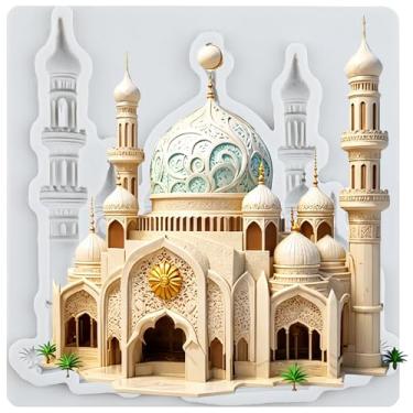 Imagem de MYPRACS Castle Fondant Moldes de silicone para decoração de bolos de açúcar, topo de cupcake, pasta de goma de chocolate, argila de polímero