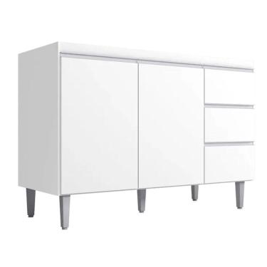 Imagem de Balcão Gabinete Cozinha Andreia 120cm 2 Porta Ajl Móveis S-t Branco