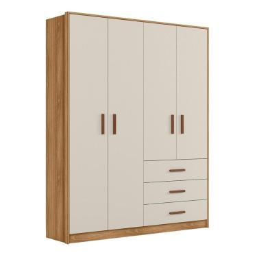 Imagem de Guarda Roupa Infantil Pérola 4 Portas E 3 Gavetas Nature-off White - Peternella Móveis Nature-off White