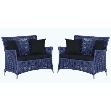 Imagem de 2 Sofás área Externa Igapó Alumínio Fendi Corda Náutica E12 Azul