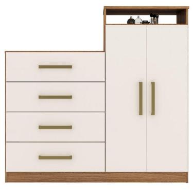 Imagem de Cômoda Demobile 2 Portas 4 Gavetas Aurea Amendola/off Wh