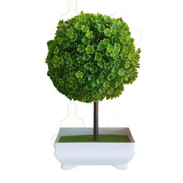 Imagem de Bonsai Artificial Planta Decorativa - Pinho Natural em Plástico Realista para Decorações, Plantas Decorativas(BOLA DE NEVE VASO RETANGULAR)