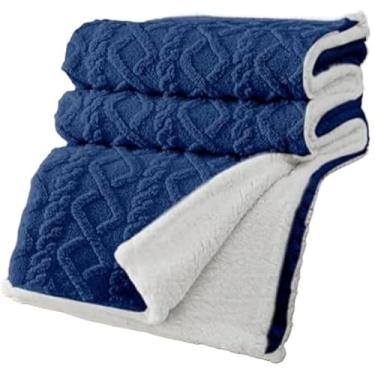 Imagem de Cobertor Manta Sherpa Grossa 2,10 X 1,90 Mt Varias Estampas (Azul Marinho)