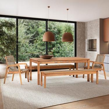 Imagem de Conjunto 2 Bancos 2 Cadeiras 1 Mesa 180cm - Varanda Coberta/área Gourm