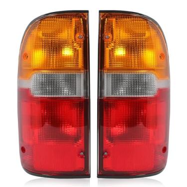 Imagem de Conjunto de luz traseira compatível com Toyota Tacoma 1995-2000, lanternas traseiras de halogêneo, lâmpada de freio, luz de ré, substituição do lado do motorista do passageiro TO2800116 TO2801116