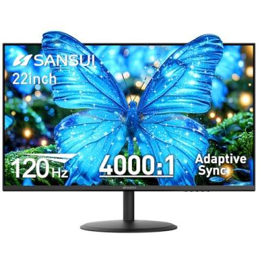 Imagem de SANSUI Monitor de 22 polegadas 120Hz, monitor de computador FHD 4000:1 proporção de contraste com sincronização adaptativa, HDR 100% sRGB, HDMI 2.1 x 2, suporte VESA, cuidados com os olhos para casa